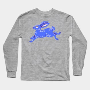 Blue Running Hare Long Sleeve T-Shirt